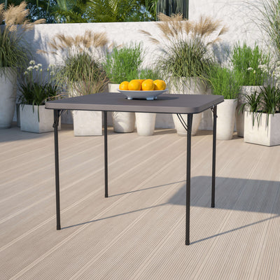 2.83-Foot Square Bi-Fold Plastic Folding Table with Carrying Handle - View 2
