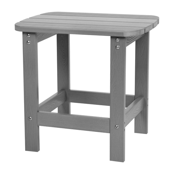 Gray |#| Set of 2 Indoor/Outdoor Folding Adirondack Chairs with Side Table in Gray