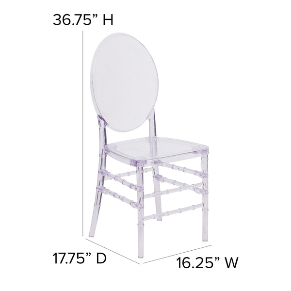 Crystal Ice Stacking Chair with Elongated Oval Back - Banquet & Event Seating