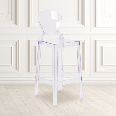 Ghost Barstool in Transparent Crystal with Tear Back