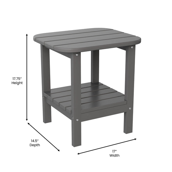Gray |#| Commercial Grade All-Weather Adirondack Style Patio Side Table in Gray