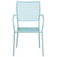 Sky Blue |#| Sky Blue Indoor-Outdoor Steel Patio Arm Chair with Square Black - Bistro Chair