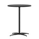 Black |#| 24" Round Wood Cocktail Table with 30" and 42" Columns