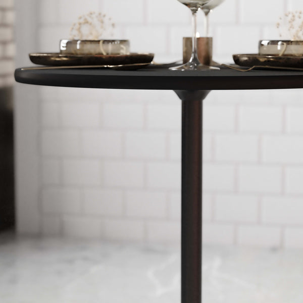 Black |#| 24" Round Wood Cocktail Table with 30" and 42" Columns