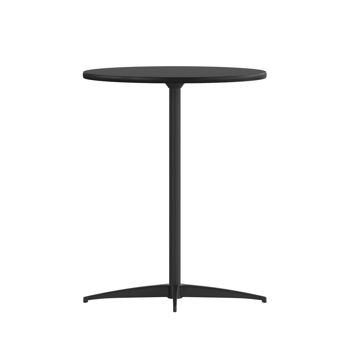 Black |#| 24" Round Wood Cocktail Table with 30" and 42" Columns