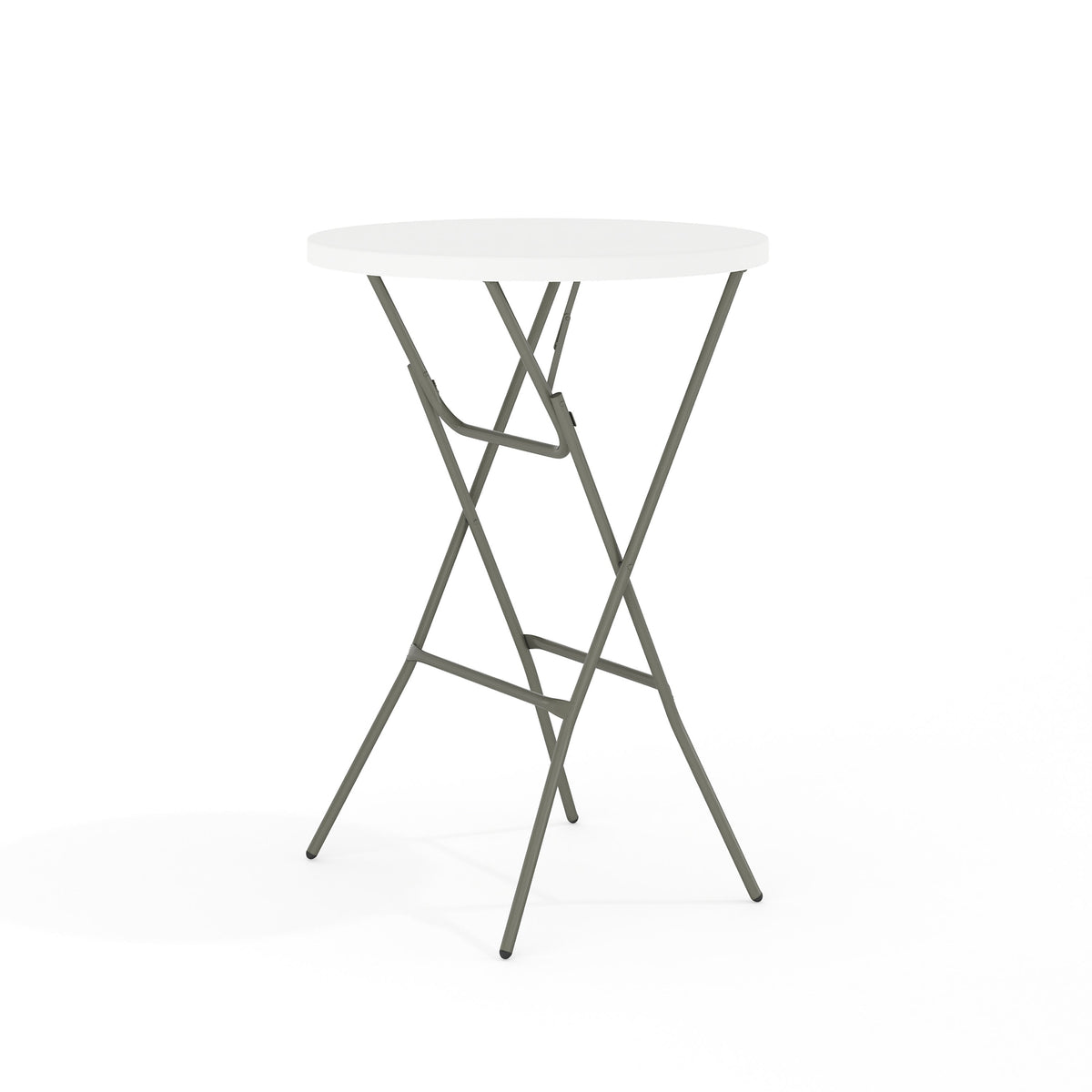 Granite White |#| 2.6-Foot Round Granite White Plastic Bar Height Folding Event Table