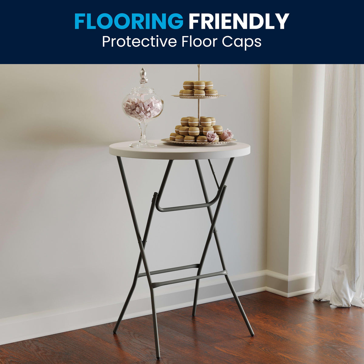 Granite White |#| 2.6-Foot Round Granite White Plastic Bar Height Folding Event Table
