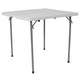 2.79-Foot Square Bi-Fold Granite White Plastic Folding Table w/ Carrying Handle