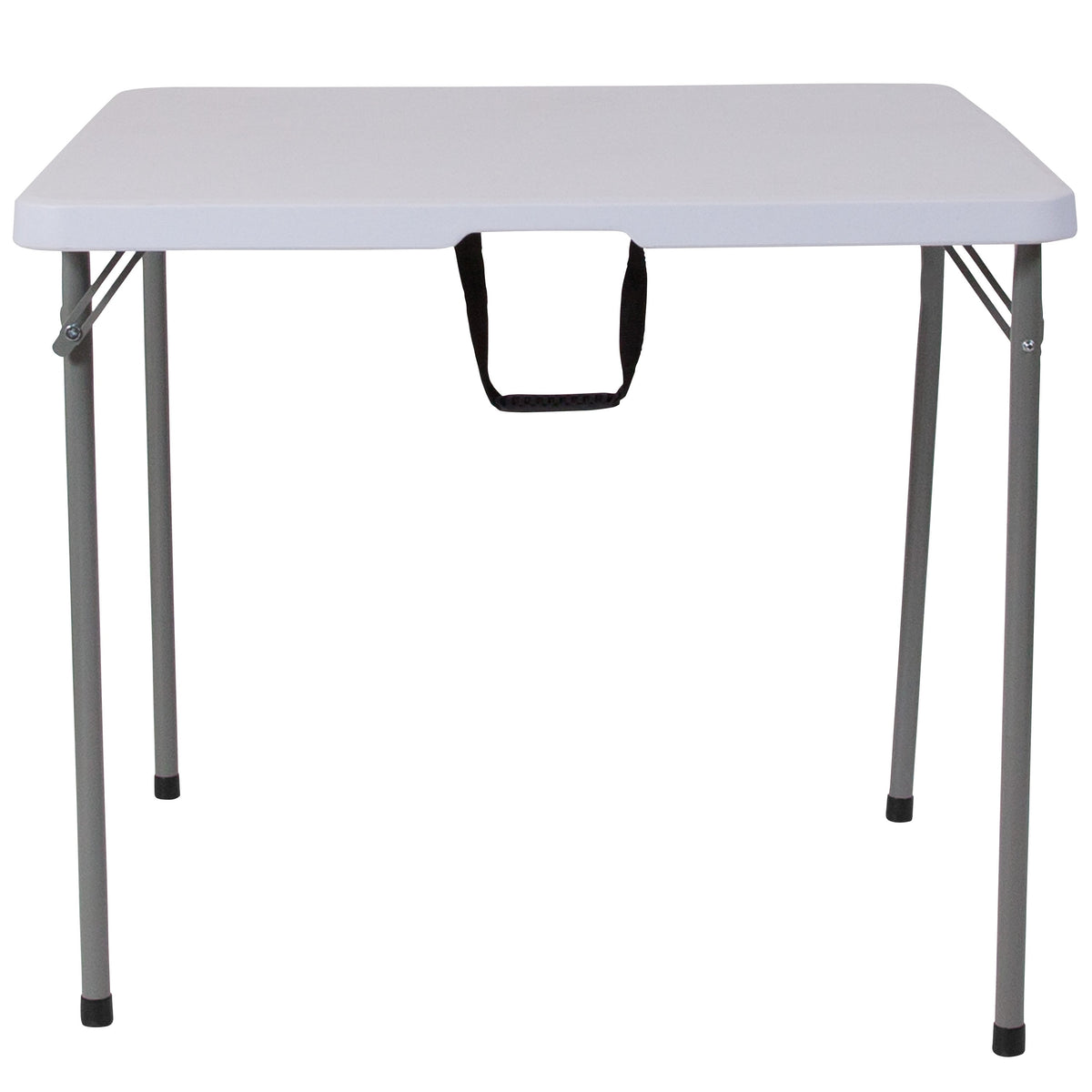 2.79-Foot Square Bi-Fold Granite White Plastic Folding Table w/ Carrying Handle