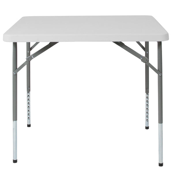 2.79-Foot Square Height Adjustable Granite White Plastic Folding Table