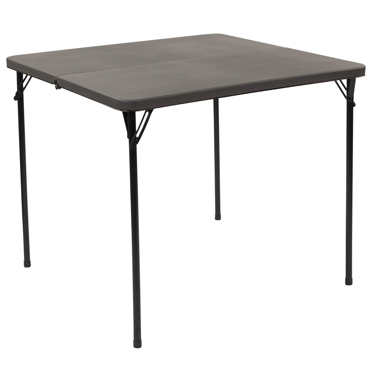 Dark Gray |#| 2.83-Foot Square Bi-Fold Dark Gray Plastic Folding Table with Carrying Handle