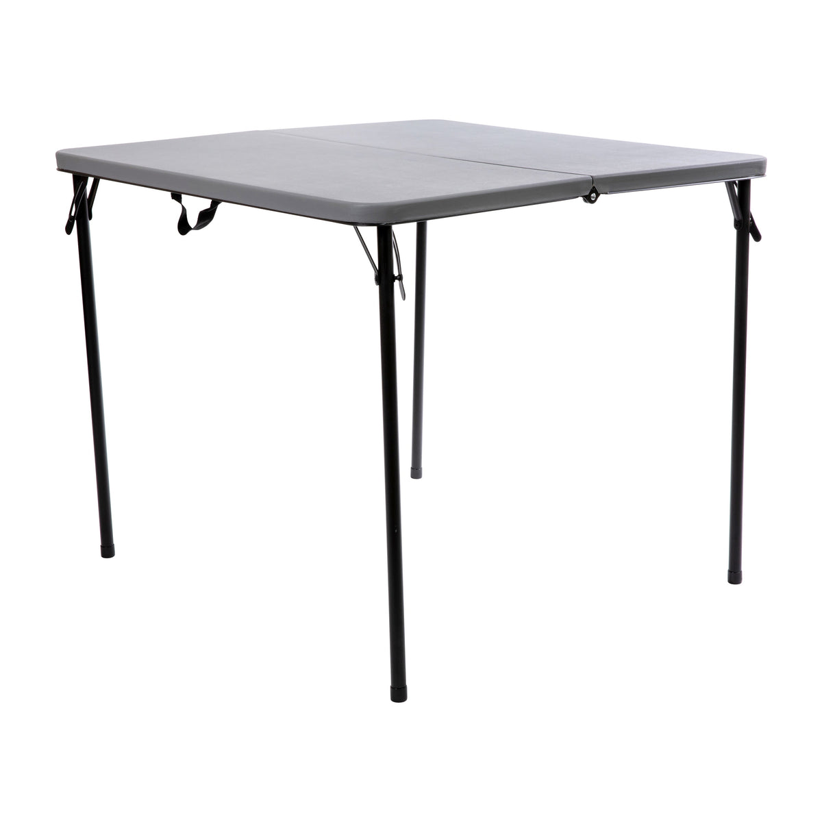 Gray |#| 2.83-Foot Square Bi-Fold Gray Plastic Folding Table with Carrying Handle