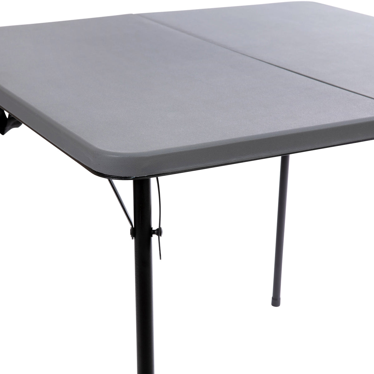 Gray |#| 2.83-Foot Square Bi-Fold Gray Plastic Folding Table with Carrying Handle