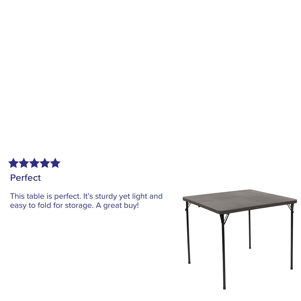 Dark Gray |#| 2.83-Foot Square Bi-Fold Dark Gray Plastic Folding Table with Carrying Handle