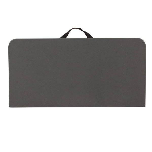 Dark Gray |#| 2.83-Foot Square Bi-Fold Dark Gray Plastic Folding Table with Carrying Handle