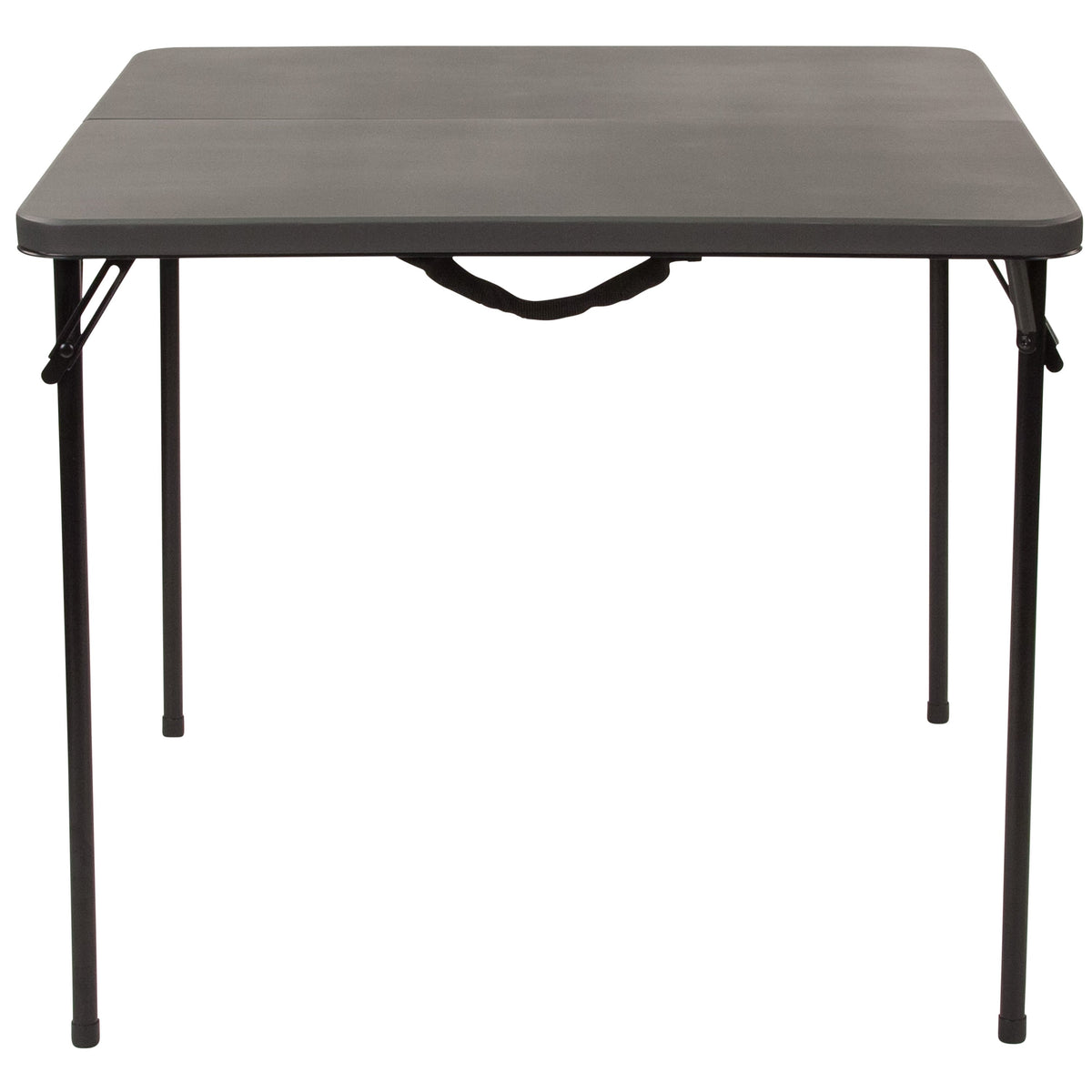 Dark Gray |#| 2.83-Foot Square Bi-Fold Dark Gray Plastic Folding Table with Carrying Handle