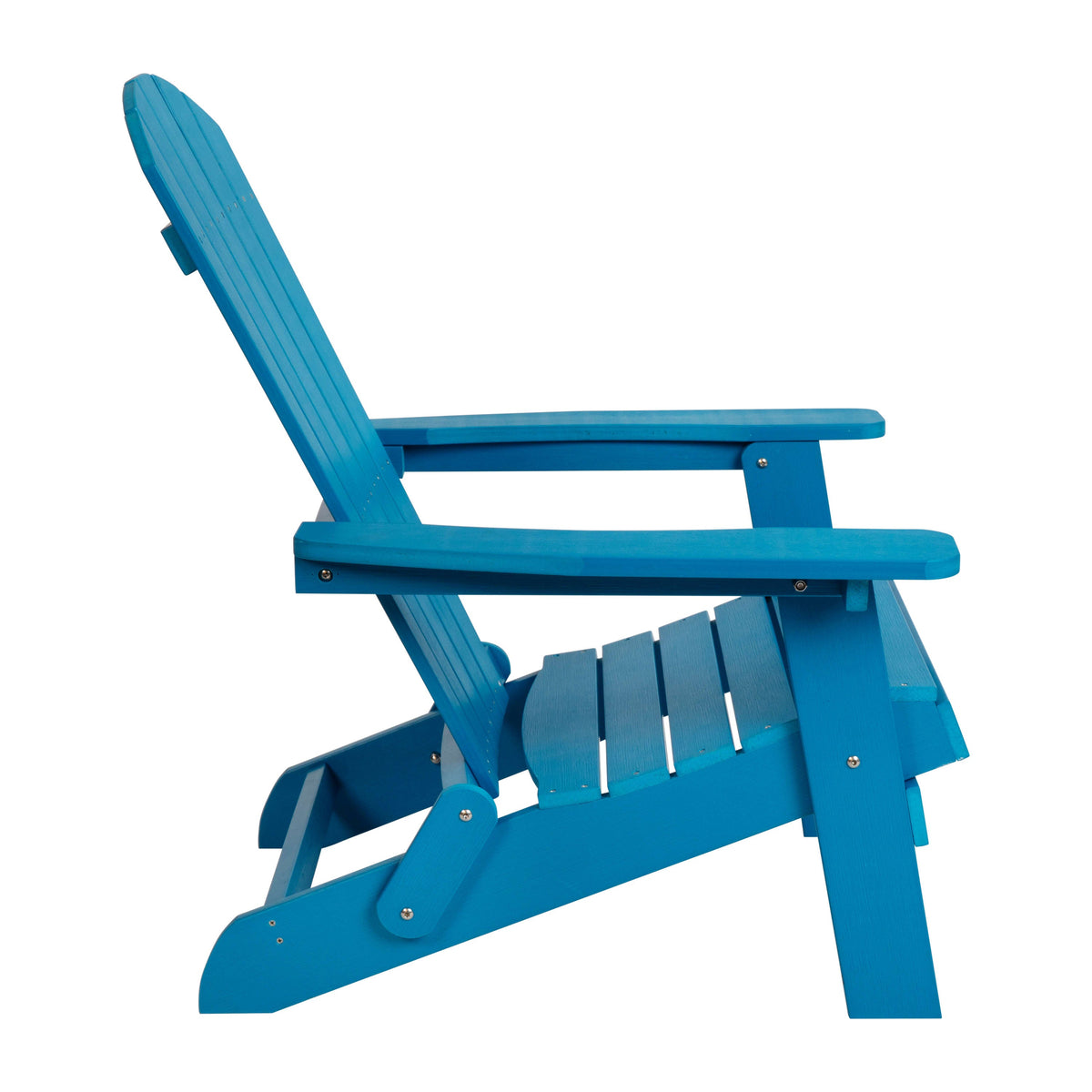 Blue |#| Set of 2 Indoor/Outdoor Folding Adirondack Chairs with Side Table in Blue