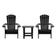 Black |#| Set of 2 Indoor/Outdoor Folding Adirondack Chairs with Side Table in Black