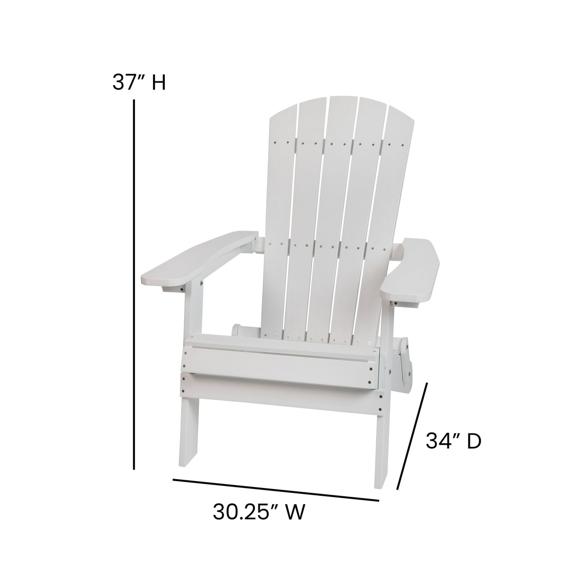 White |#| Set of 2 Indoor/Outdoor Folding Adirondack Chairs with Side Table in White