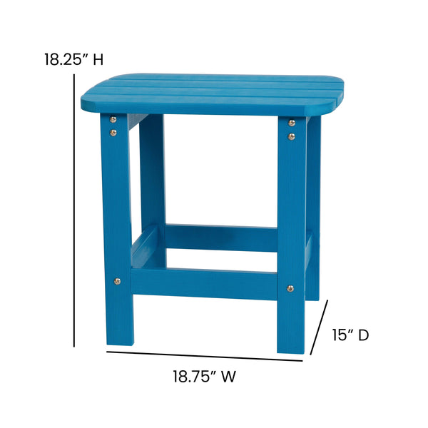 Blue |#| Set of 2 Indoor/Outdoor Folding Adirondack Chairs with Side Table in Blue