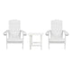 White |#| Indoor/Outdoor Adirondack Style Side Table and 2 Chair Set in White