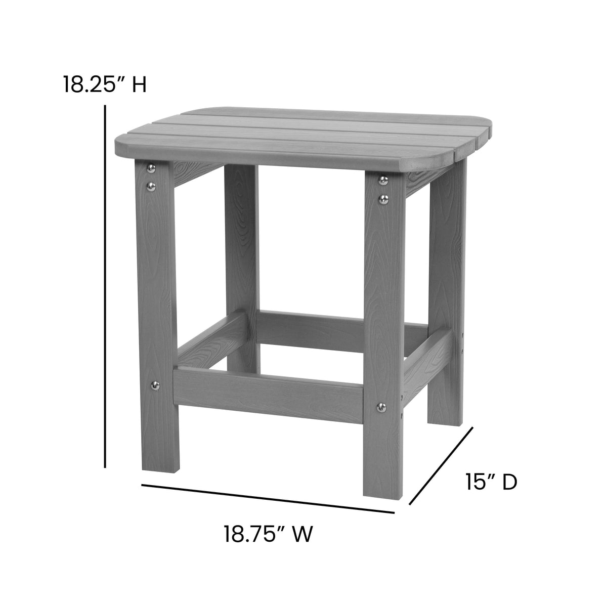 Gray |#| Indoor/Outdoor Adirondack Style Side Table and 2 Chair Set in Gray