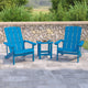 Blue |#| Indoor/Outdoor Adirondack Style Side Table and 2 Chair Set in Blue