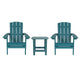 Sea Foam |#| Indoor/Outdoor Adirondack Style Side Table and 2 Chair Set in Sea Foam