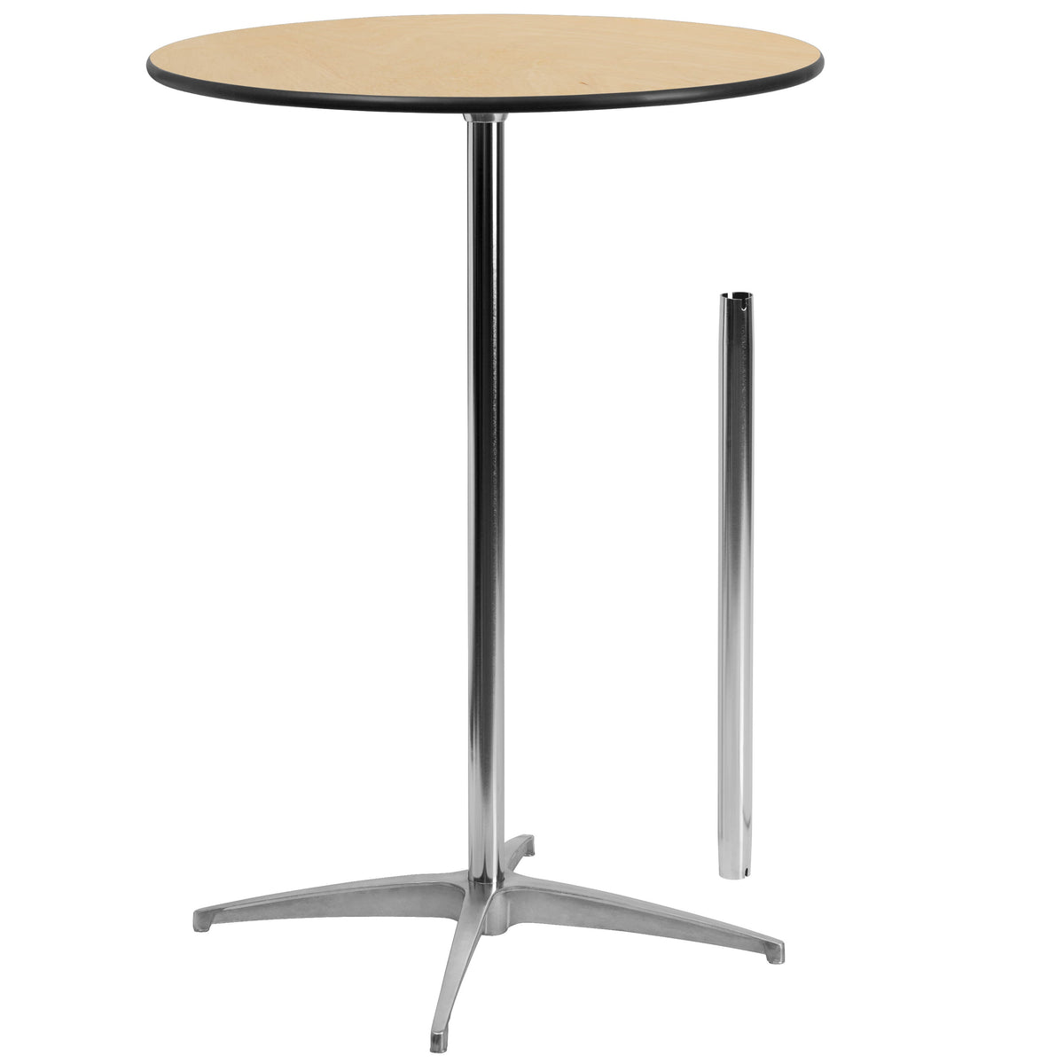 Natural |#| 30" Round Wood Cocktail Table with 30" and 42" Columns