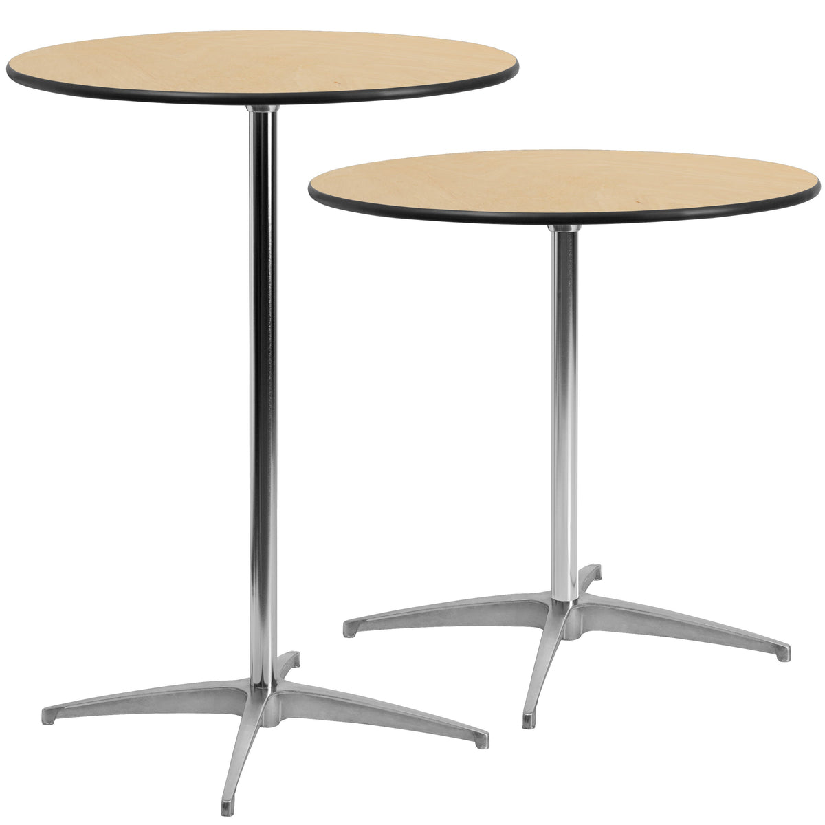 Natural |#| 30" Round Wood Cocktail Table with 30" and 42" Columns
