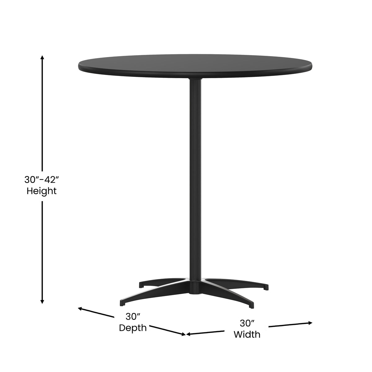 Black |#| 30" Round Wood Cocktail Table with 30" and 42" Columns