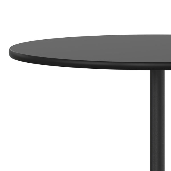 Black |#| 30" Round Wood Cocktail Table with 30" and 42" Columns