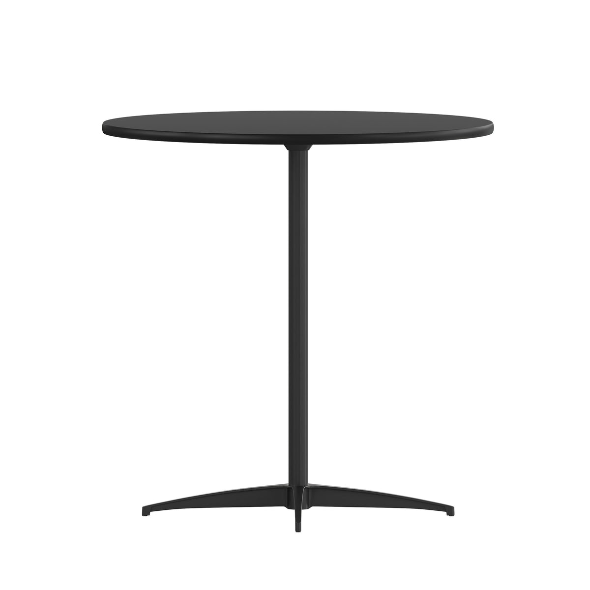 Black |#| 30" Round Wood Cocktail Table with 30" and 42" Columns