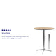 Natural |#| 36" Round Wood Commercial Grade Cocktail Table with 30" and 42" Columns