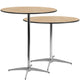 Natural |#| 36" Round Wood Commercial Grade Cocktail Table with 30" and 42" Columns