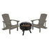 3 Piece Charlestown Poly Resin Wood Adirondack Chair Set with Fire Pit - Star and Moon Fire Pit with Mesh Cover