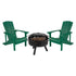 3 Piece Charlestown Poly Resin Wood Adirondack Chair Set with Fire Pit - Star and Moon Fire Pit with Mesh Cover