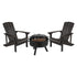 3 Piece Charlestown Poly Resin Wood Adirondack Chair Set with Fire Pit - Star and Moon Fire Pit with Mesh Cover