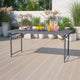 Dark Gray |#| 4-Foot Height Adjustable Bi-Fold Dark Gray Plastic Folding Table with Handle