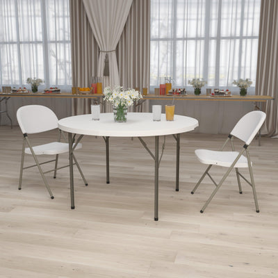 4-Foot Round Plastic Folding Table - View 2
