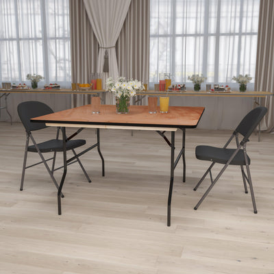 4-Foot Square Wood Folding Banquet Table - View 2