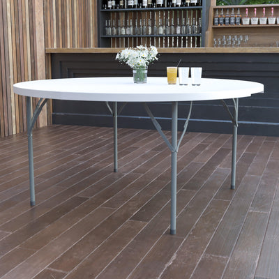 5-Foot Round Plastic Folding Table - View 2