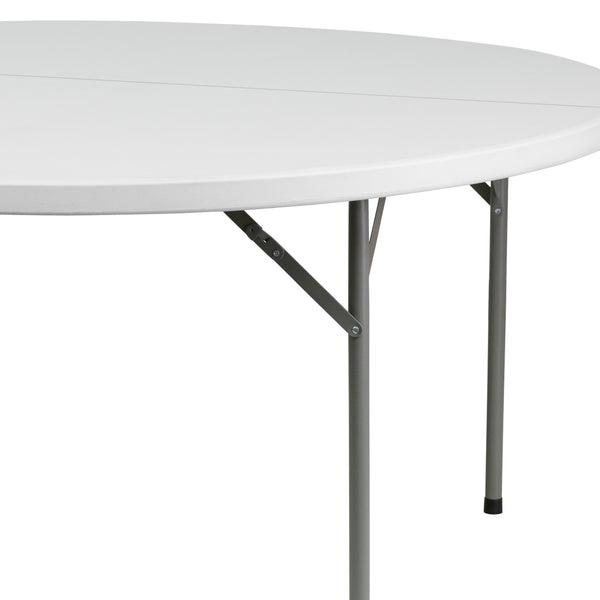 5-Foot Round Granite White Plastic Folding Table - Banquet / Event Folding Table