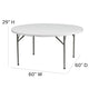 5-Foot Round Granite White Plastic Folding Table - Banquet / Event Folding Table