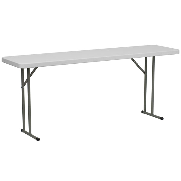 6-Foot Granite White Plastic Folding Training and Event Table