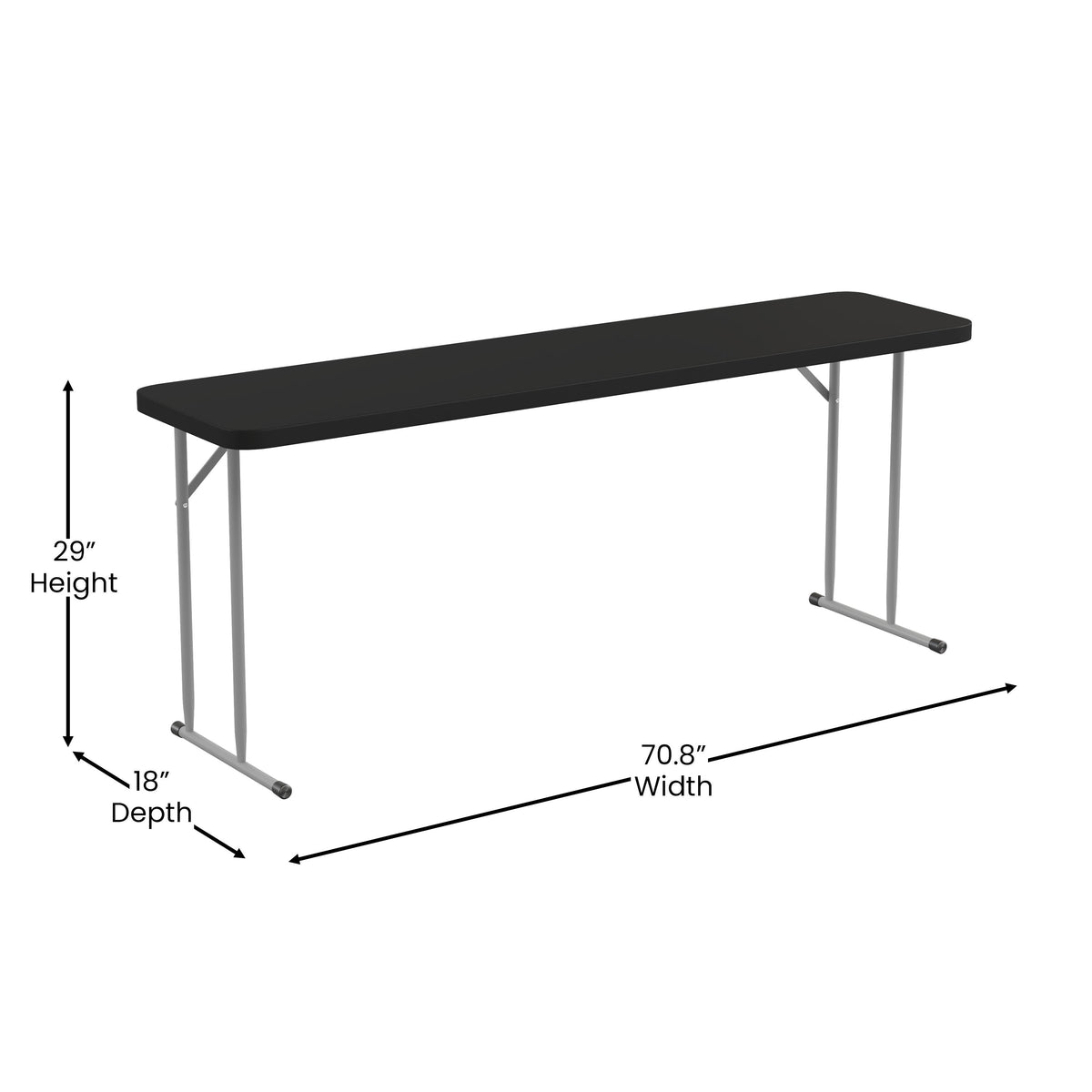 Black |#| 6-Foot Inch Rectangle Black Plastic Folding Training / Seminar Table