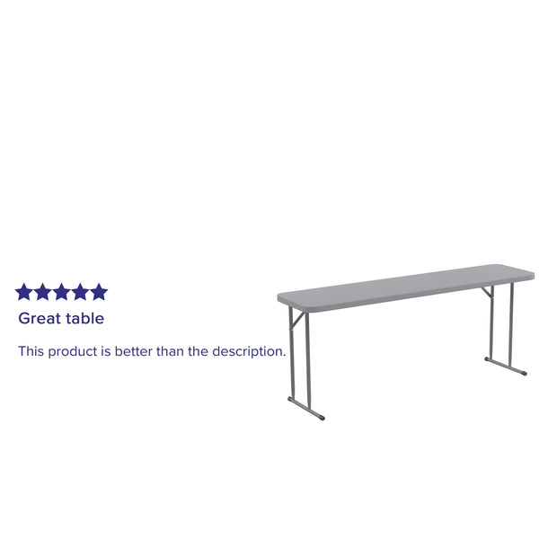 Gray |#| 6-Foot Inch Rectangle Gray Plastic Folding Training / Seminar Table