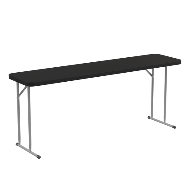 Black |#| 6-Foot Inch Rectangle Black Plastic Folding Training / Seminar Table