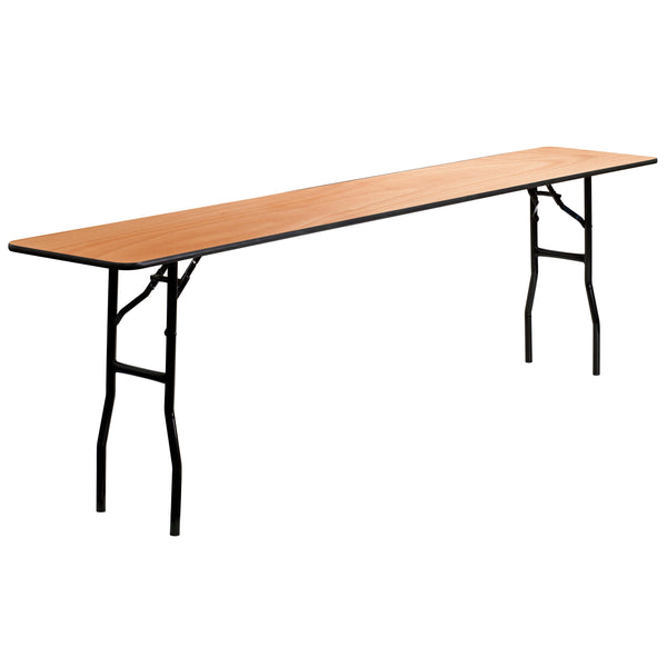 8-Foot Rectangular Wood Folding Training / Seminar Table with Clear Coated Top