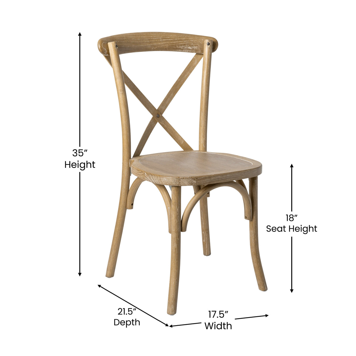 Medium Natural White Grain |#| Medium Natural With White Grain X-Back Chair